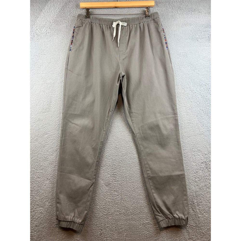 Wowie Mens XL Tall Khaki Tan Stretch Joggers Southwestern Trim Elastic Waist